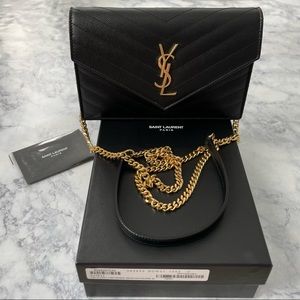 Authentic Yves Saint Laurent Paris Wallet On Chain Clutch Purse Handbag
